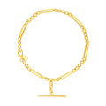 Alternating Oval and Round Chain with Toggle in 14KT Yellow Gold
