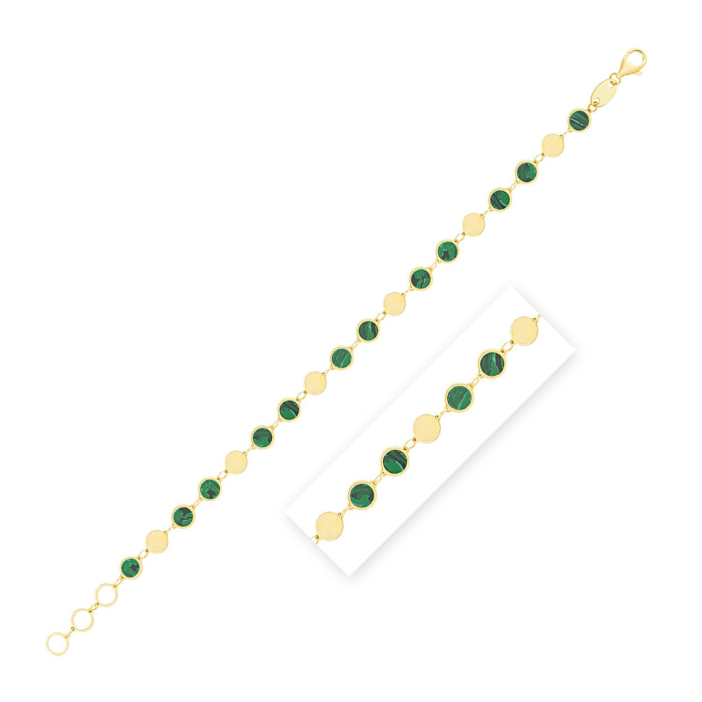 Malachite Gem Alternating in 14KT Yellow Gold