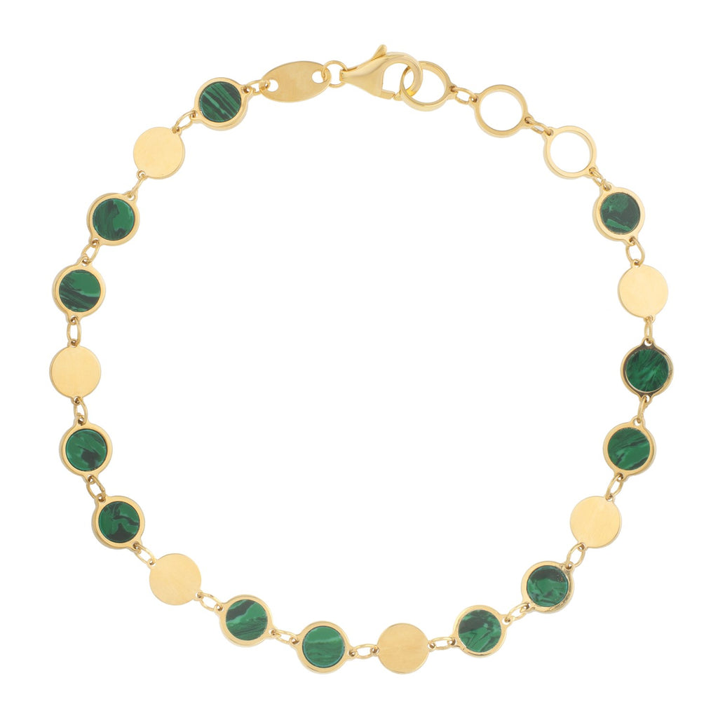 Malachite Gem Alternating in 14KT Yellow Gold