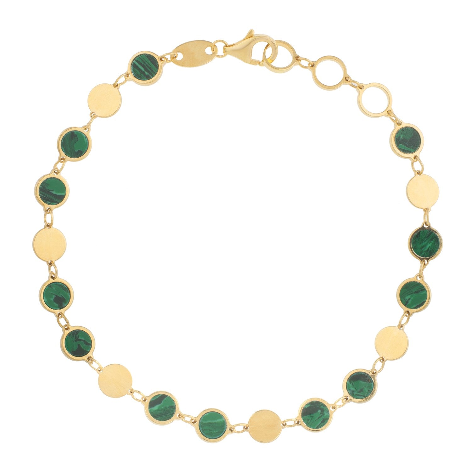 Malachite Gem Alternating in 14KT Yellow Gold