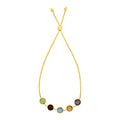 Adjustable with Multicolored Round Gemstones in 14KT Yellow Gold