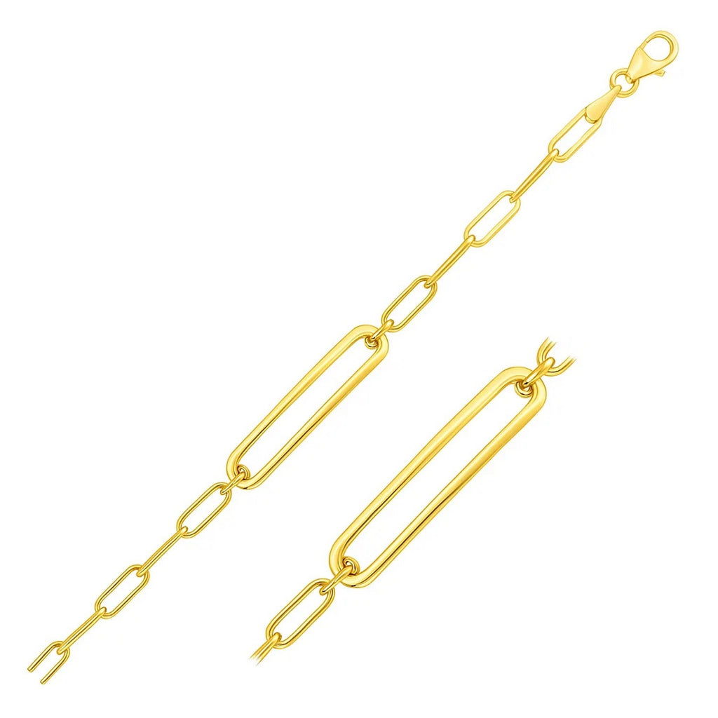 High Polish Open Curved Paperclip in 14KT Yellow Gold