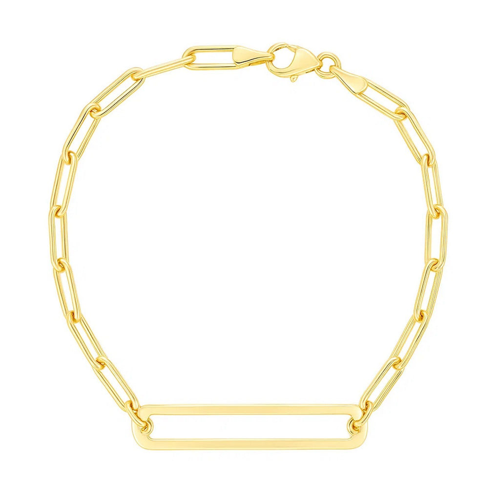 High Polish Open Curved Paperclip in 14KT Yellow Gold