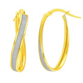 Oval Hoop Twist Glittery in 14K Two-Tone Gold