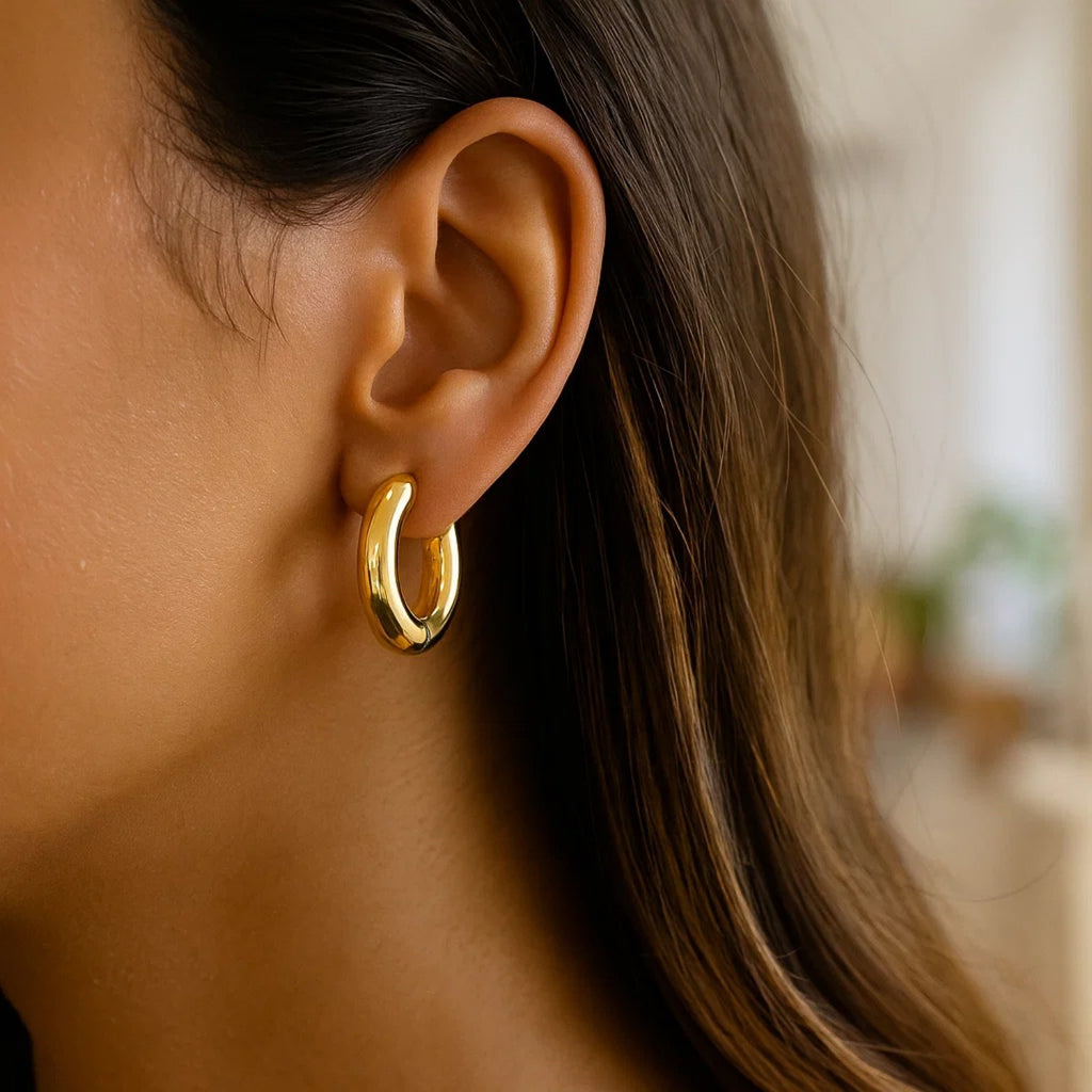 Medium Round Electroform Hoop in 14K Yellow Gold