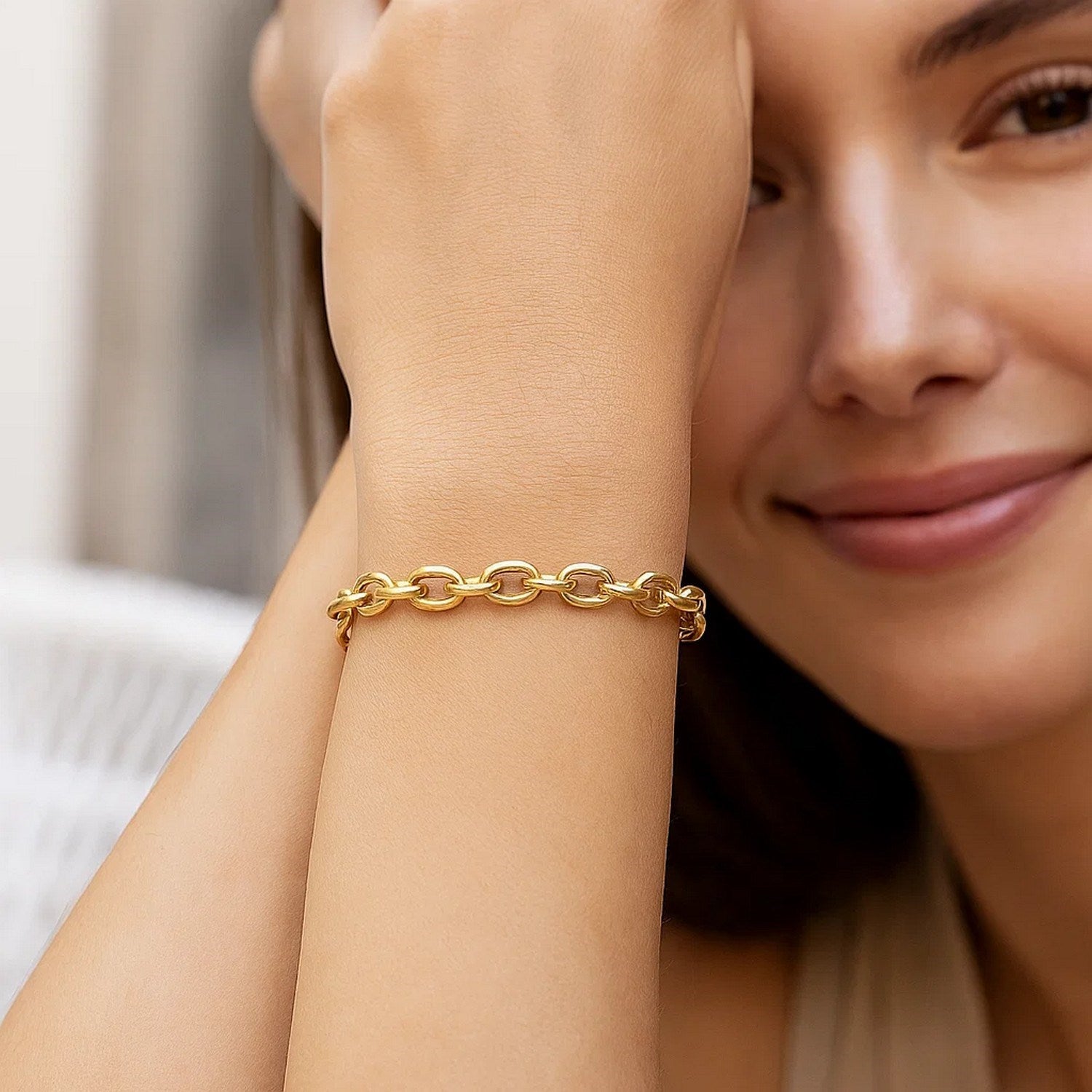 Charm Lock Rolo Chain in 14KT Yellow Gold