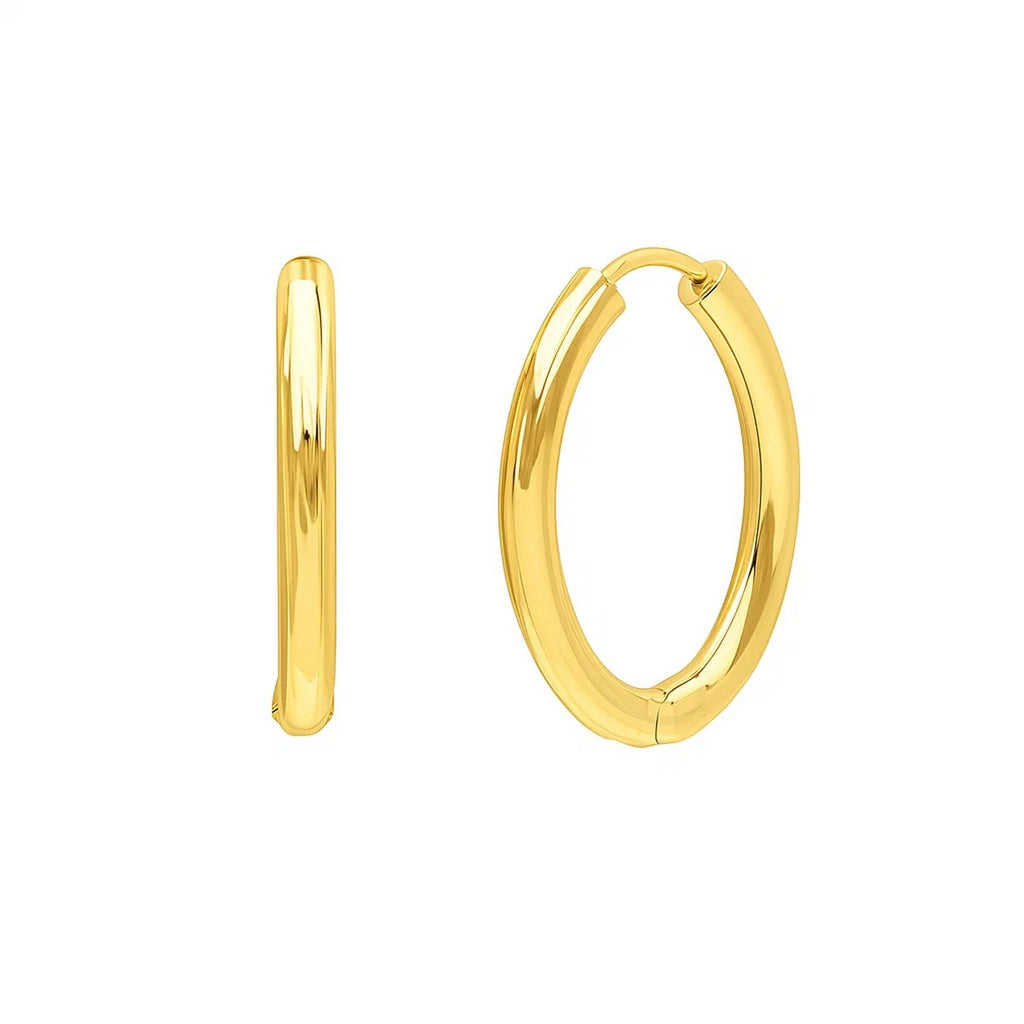 Endless Engraved Oval Hoop in 14K Yellow Gold