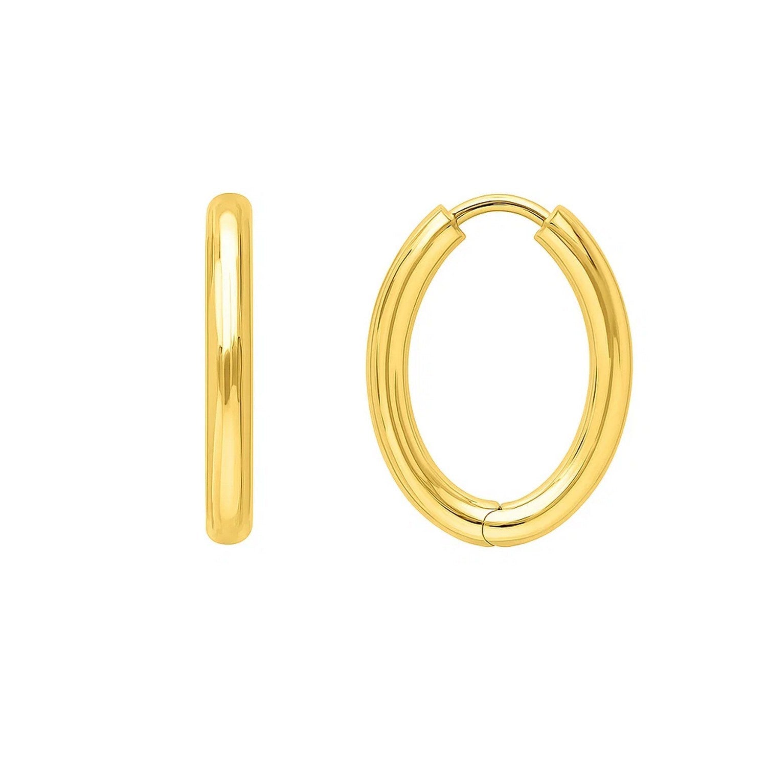 Endless Engraved Oval Hoop in 14K Yellow Gold