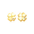Polished Four Leaf Clover with Diamonds in 14K Yellow Gold
