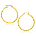 Tube Textured Round Hoop in 14K Yellow Gold