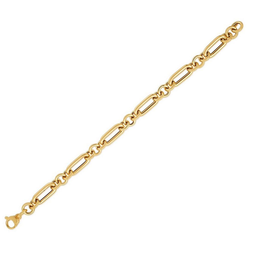 Italian Alternating Paperclip Round Links in 14KT Yellow Gold