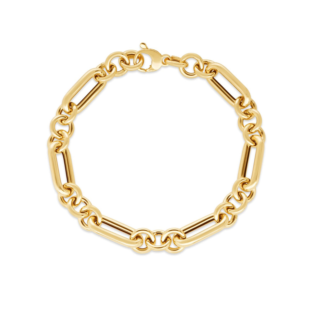 Italian Alternating Paperclip Round Links in 14KT Yellow Gold