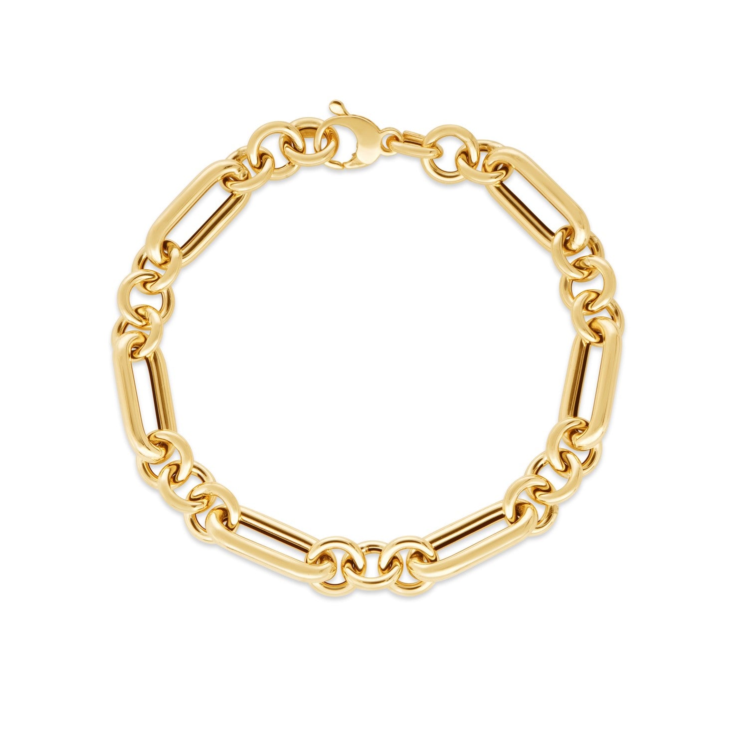 Italian Alternating Paperclip Round Links in 14KT Yellow Gold
