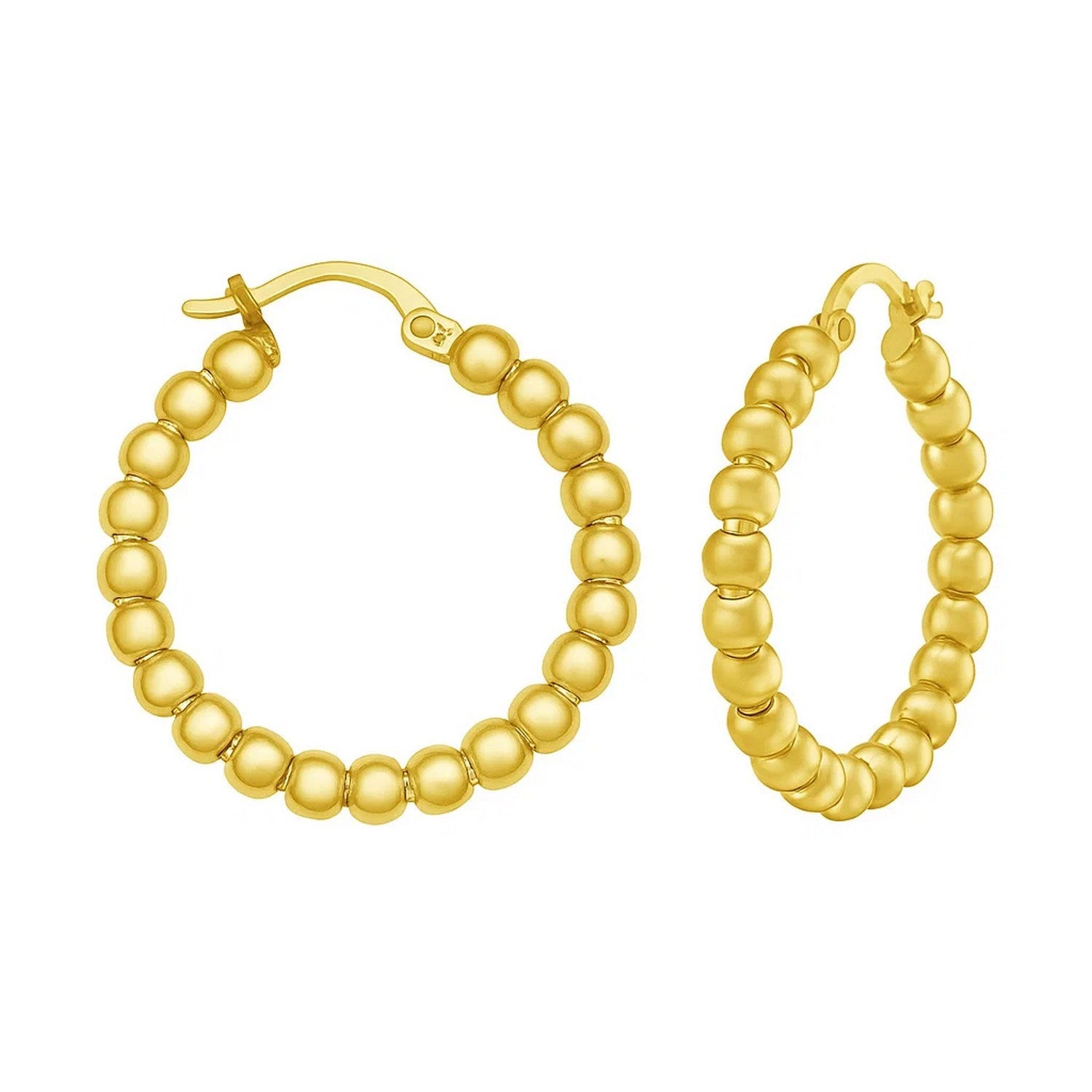 Polished Medium Bead Hoop in 14K Yellow Gold