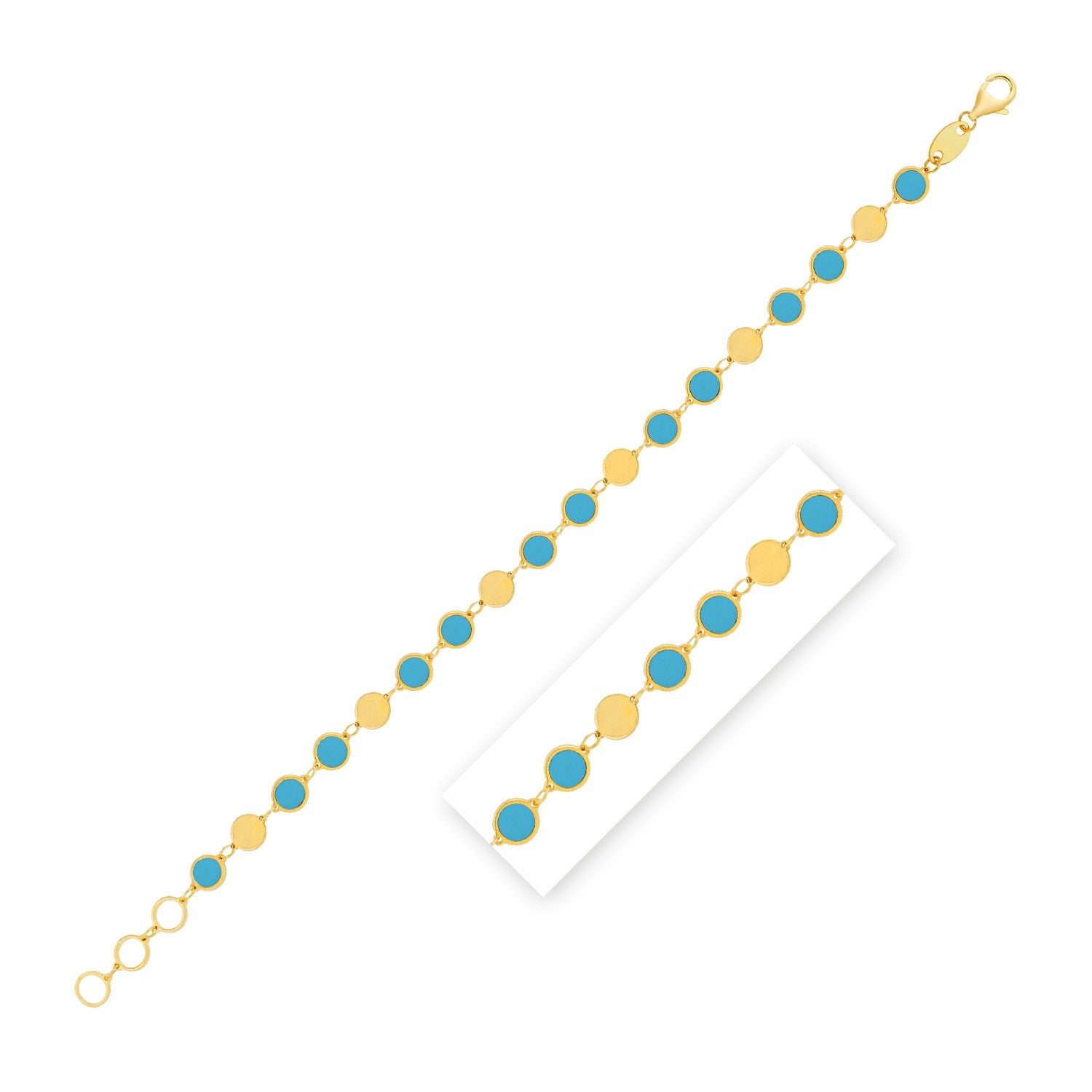 Turquoise Composite Gem Alternating in 14KT Yellow Gold