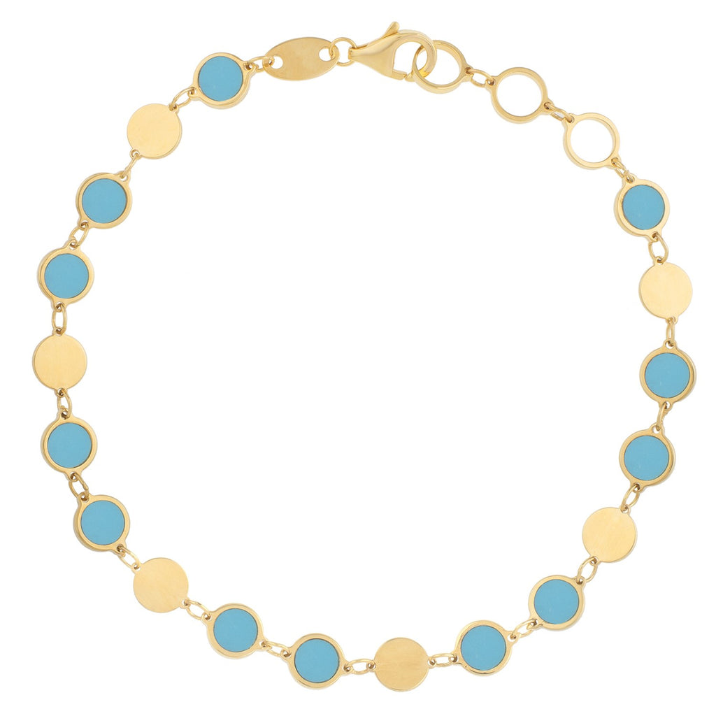 Turquoise Composite Gem Alternating in 14KT Yellow Gold