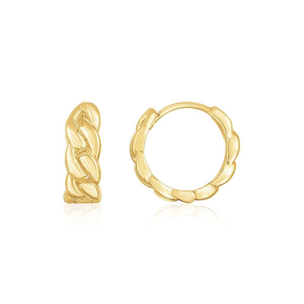 Thick Curb Chain Huggie Hoop in 14K Yellow Gold