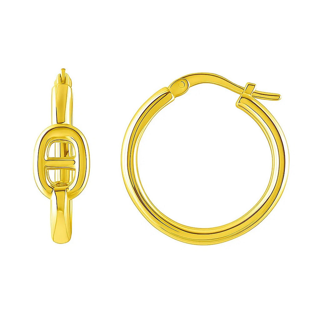 Puff Mariner Hoop in (21mmx20mm) in 14K Yellow Gold