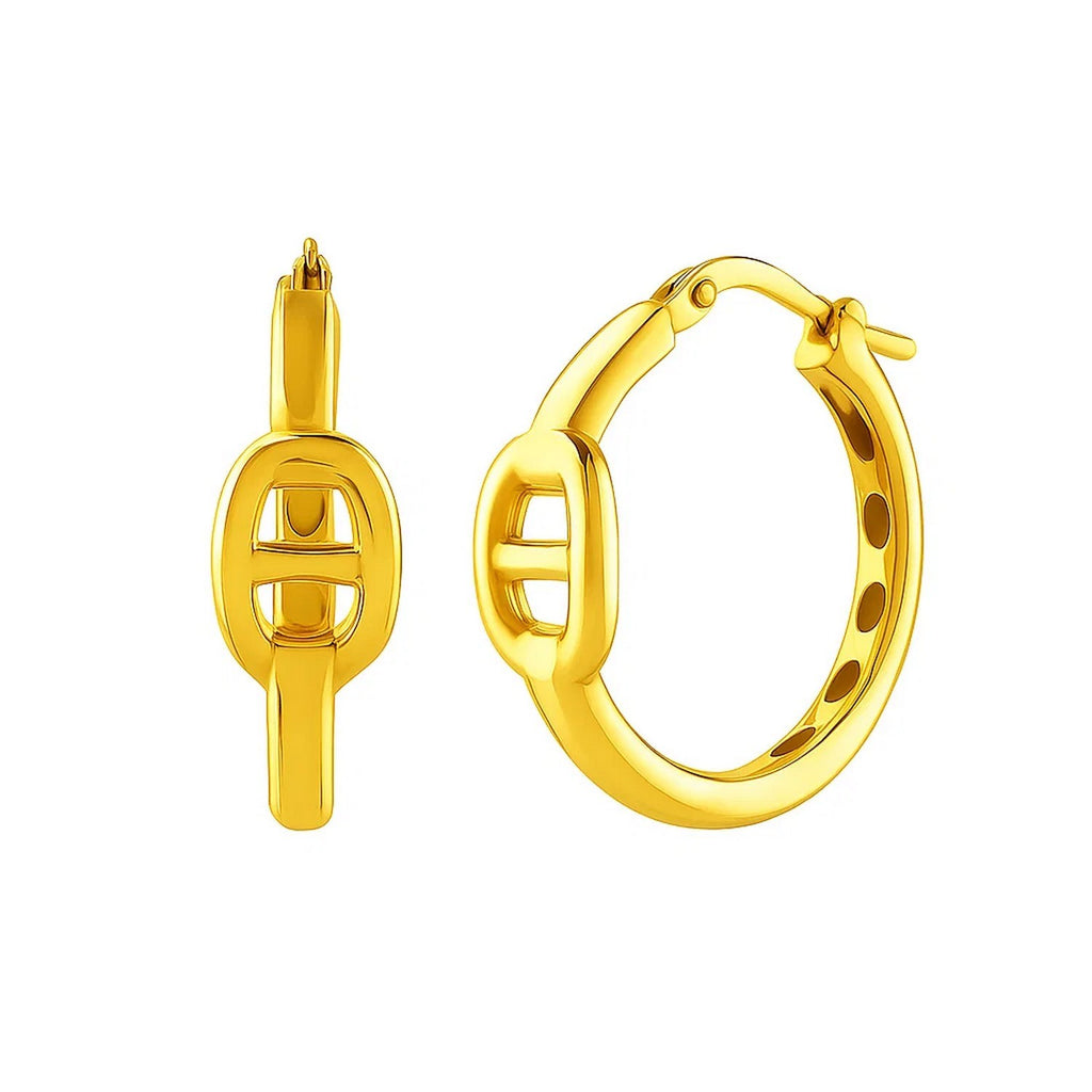Puff Mariner Hoop in (21mmx20mm) in 14K Yellow Gold