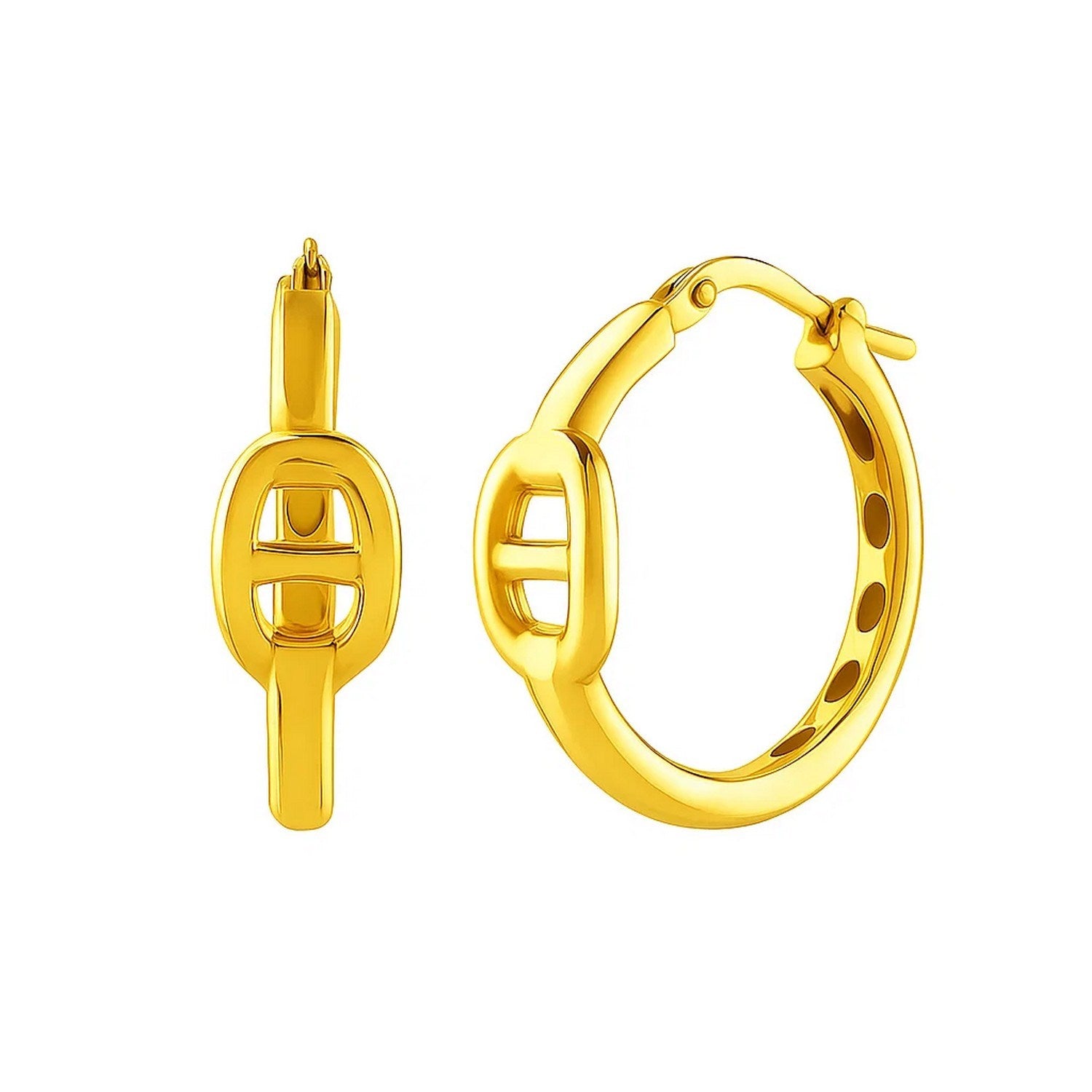 Puff Mariner Hoop in (21mmx20mm) in 14K Yellow Gold