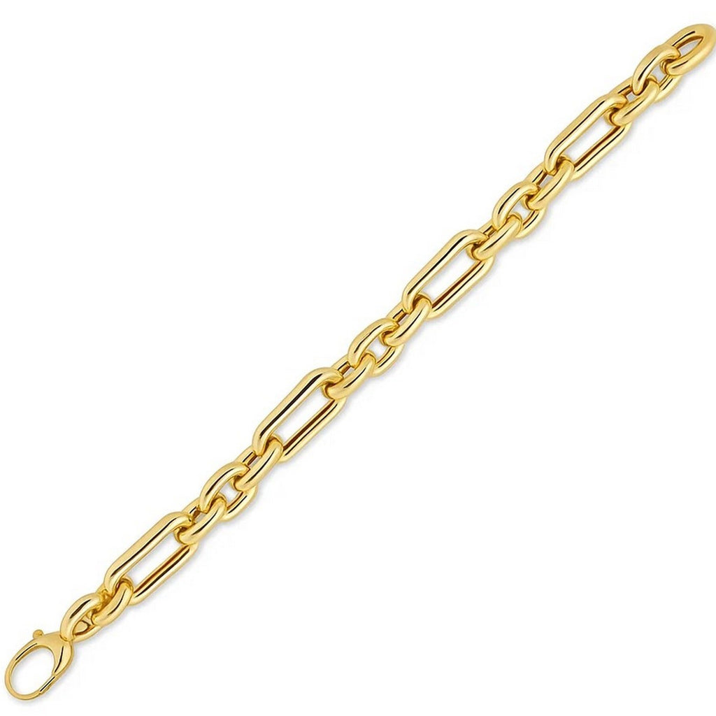 Italian Alternating Paperclip Oval Links in 14KT Yellow Gold