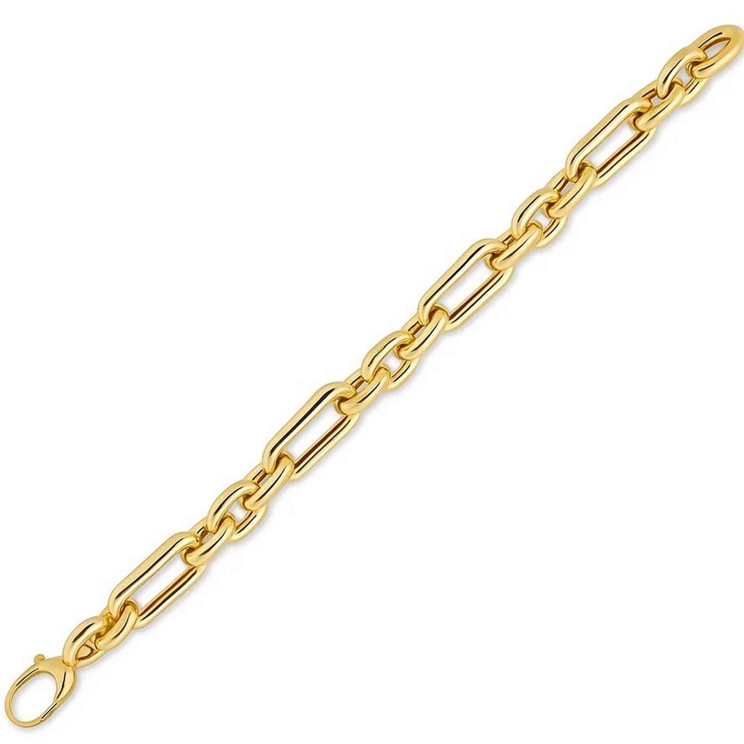 Italian Alternating Paperclip Oval Links in 14KT Yellow Gold