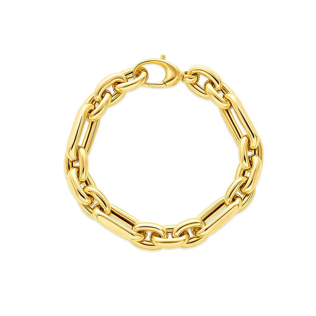 Italian Alternating Paperclip Oval Links in 14KT Yellow Gold