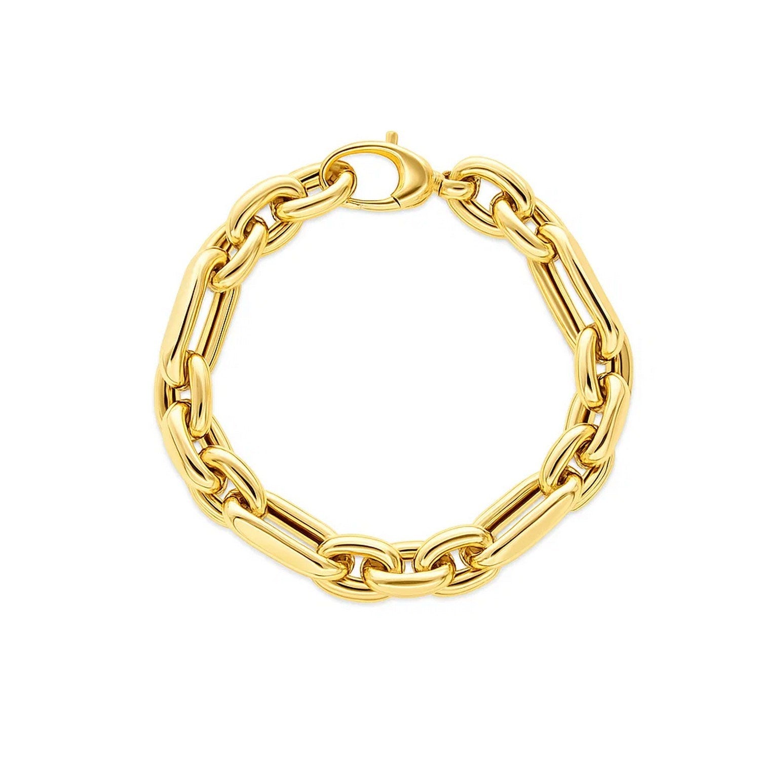 Italian Alternating Paperclip Oval Links in 14KT Yellow Gold