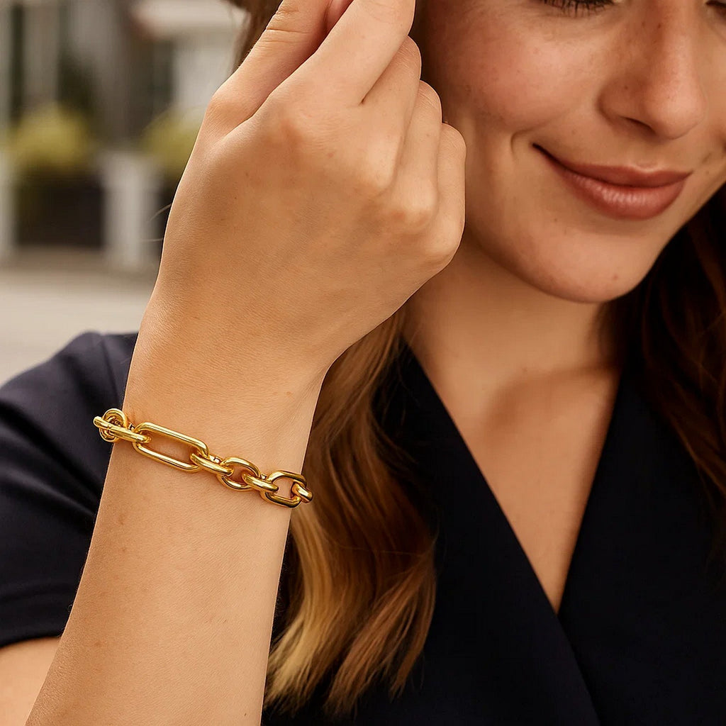 Italian Alternating Paperclip Oval Links in 14KT Yellow Gold