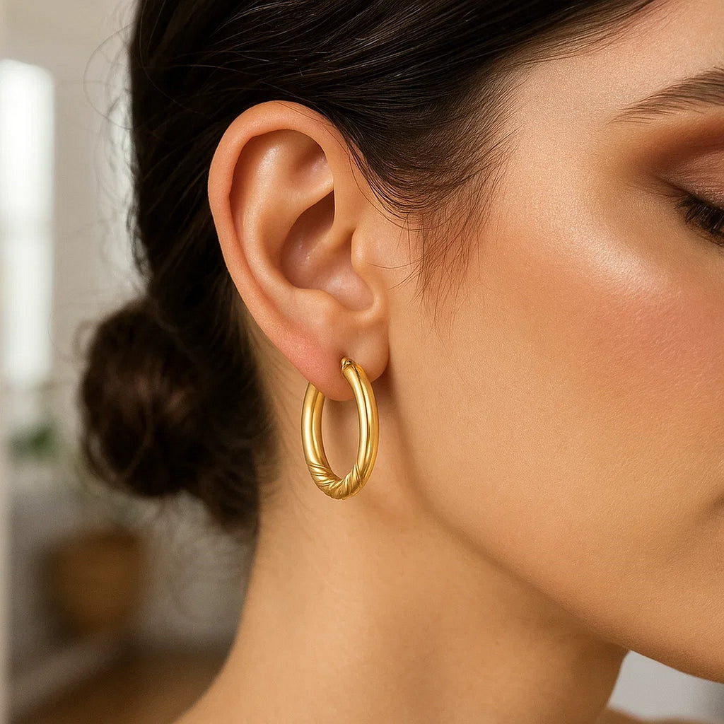 Twisted Medium Hoop in 14K Yellow Gold