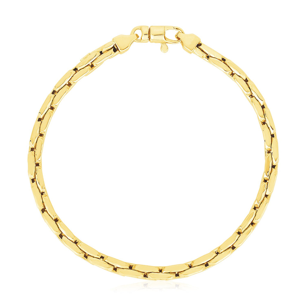 High Polish Compressed Cable Link in 14KT Yellow Gold