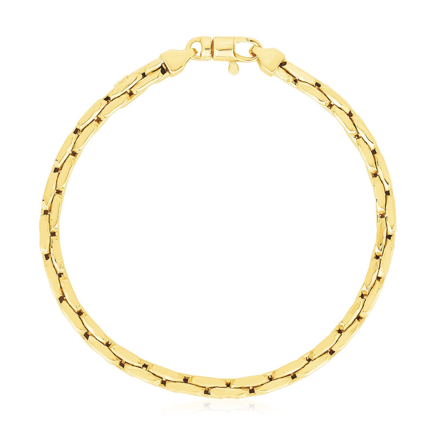High Polish Compressed Cable Link in 14KT Yellow Gold