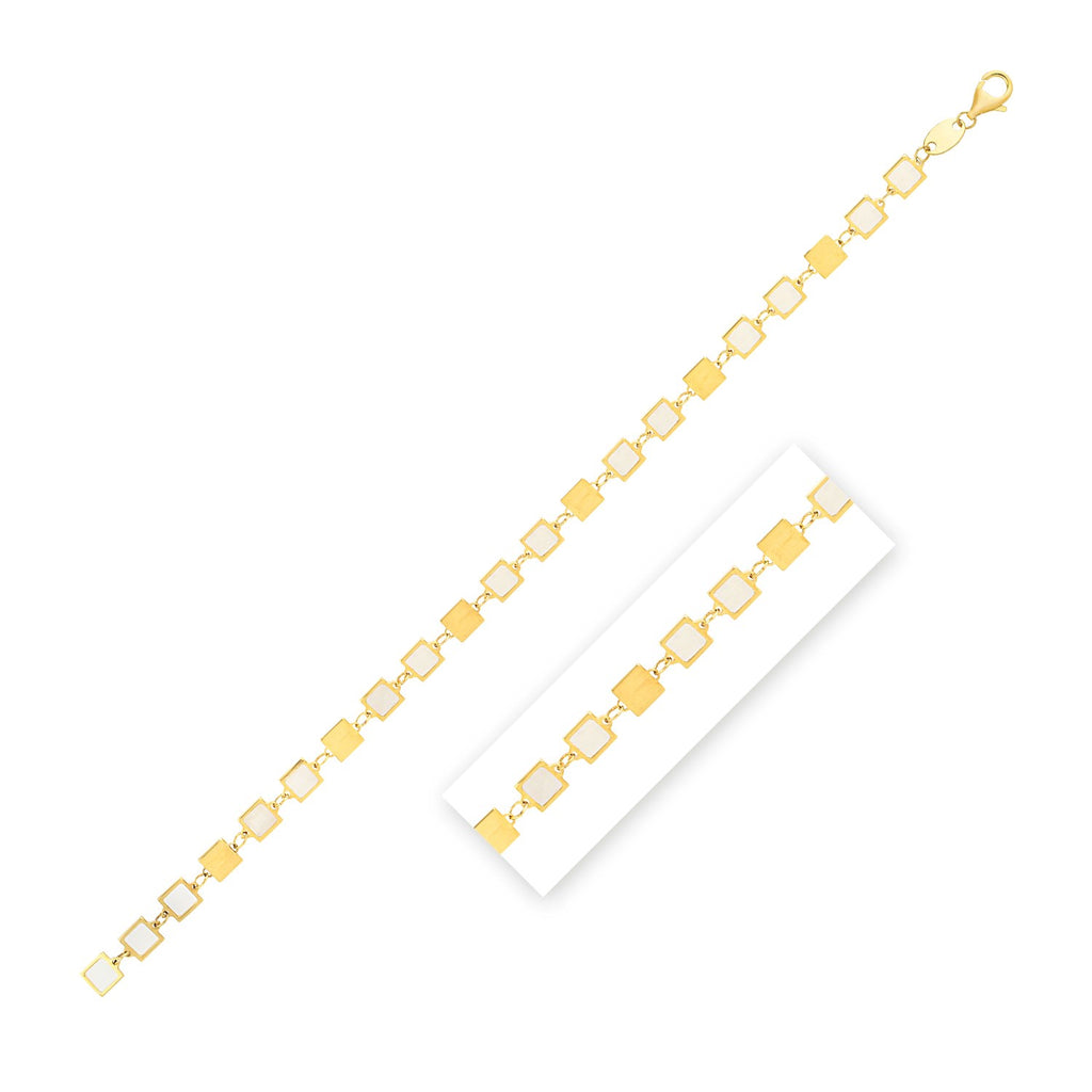 MOP Alternating in Gem in 14KT Yellow Gold