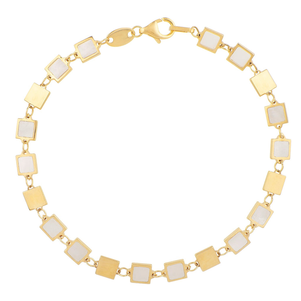 MOP Alternating in Gem in 14KT Yellow Gold