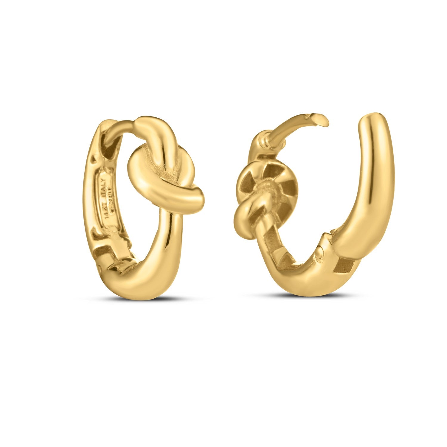 Love knot Hoops in 14K Yellow Gold