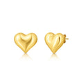 Puffed Heart Stud in 14K Yellow Gold