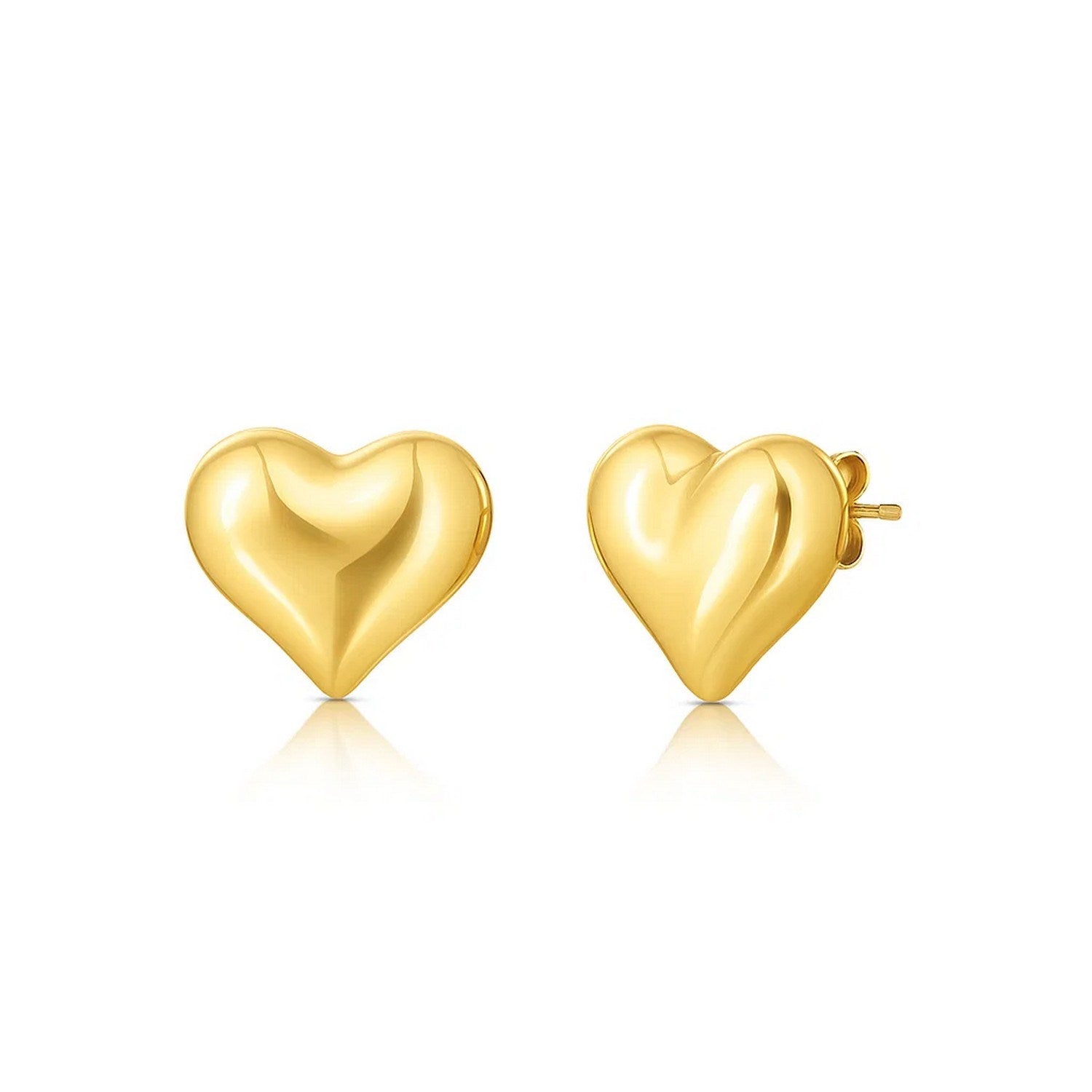 Puffed Heart Stud in 14K Yellow Gold