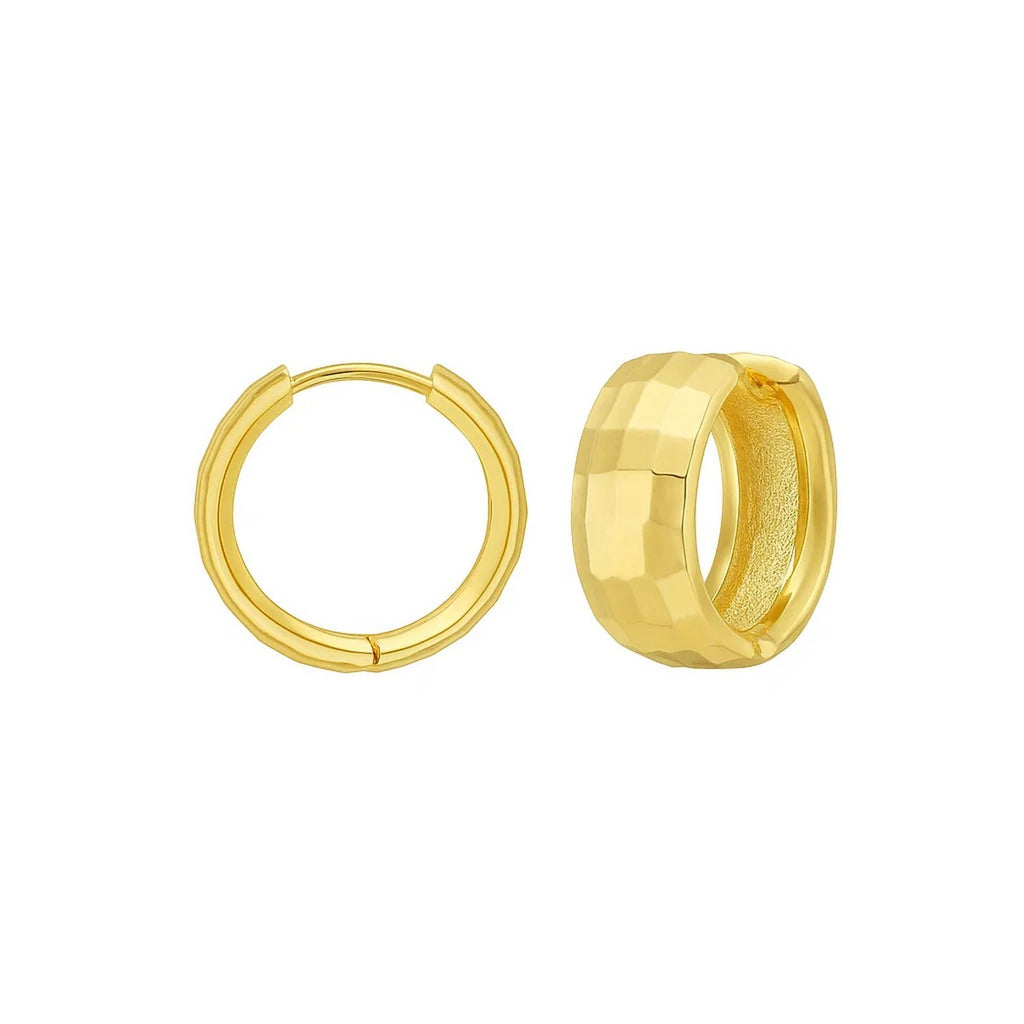 Checkerboard Patterned Hoop in 14K Yellow Gold