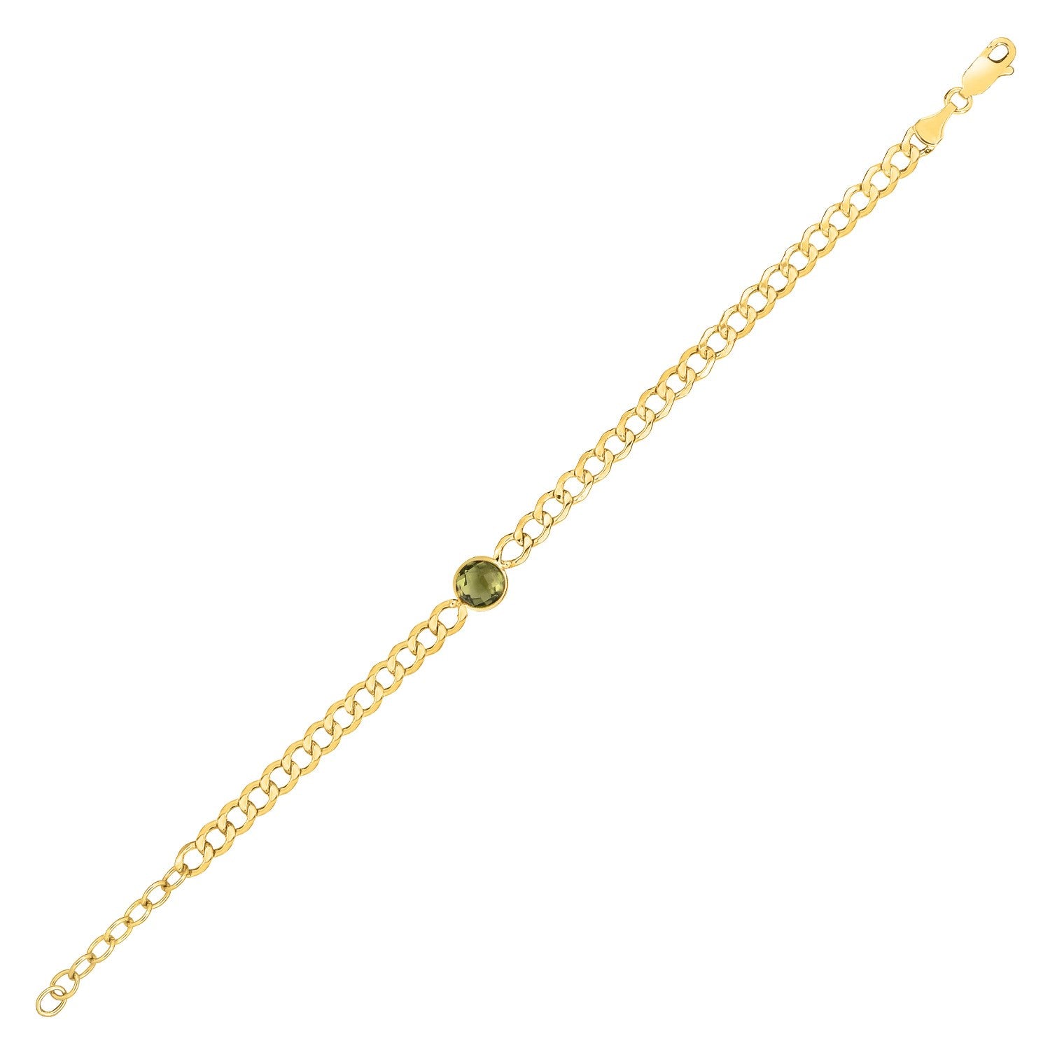Peridot Curb Chain in 14KT Yellow Gold