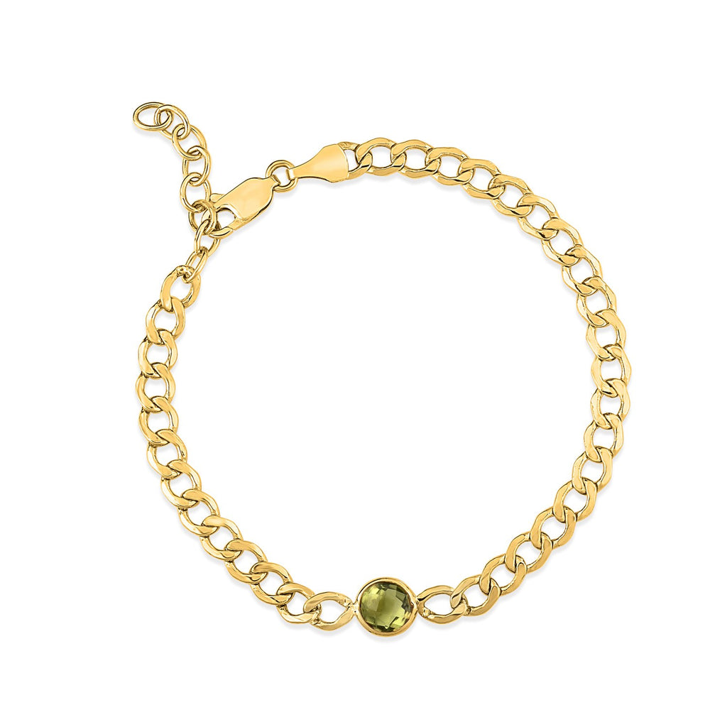 Peridot Curb Chain in 14KT Yellow Gold