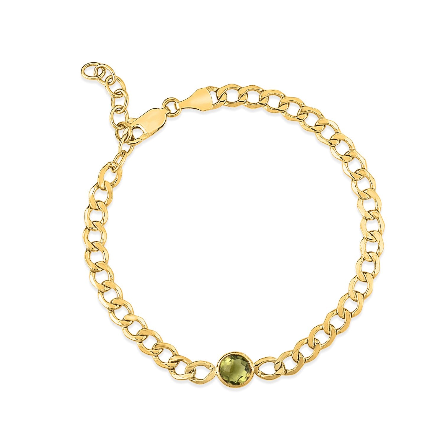 Peridot Curb Chain in 14KT Yellow Gold