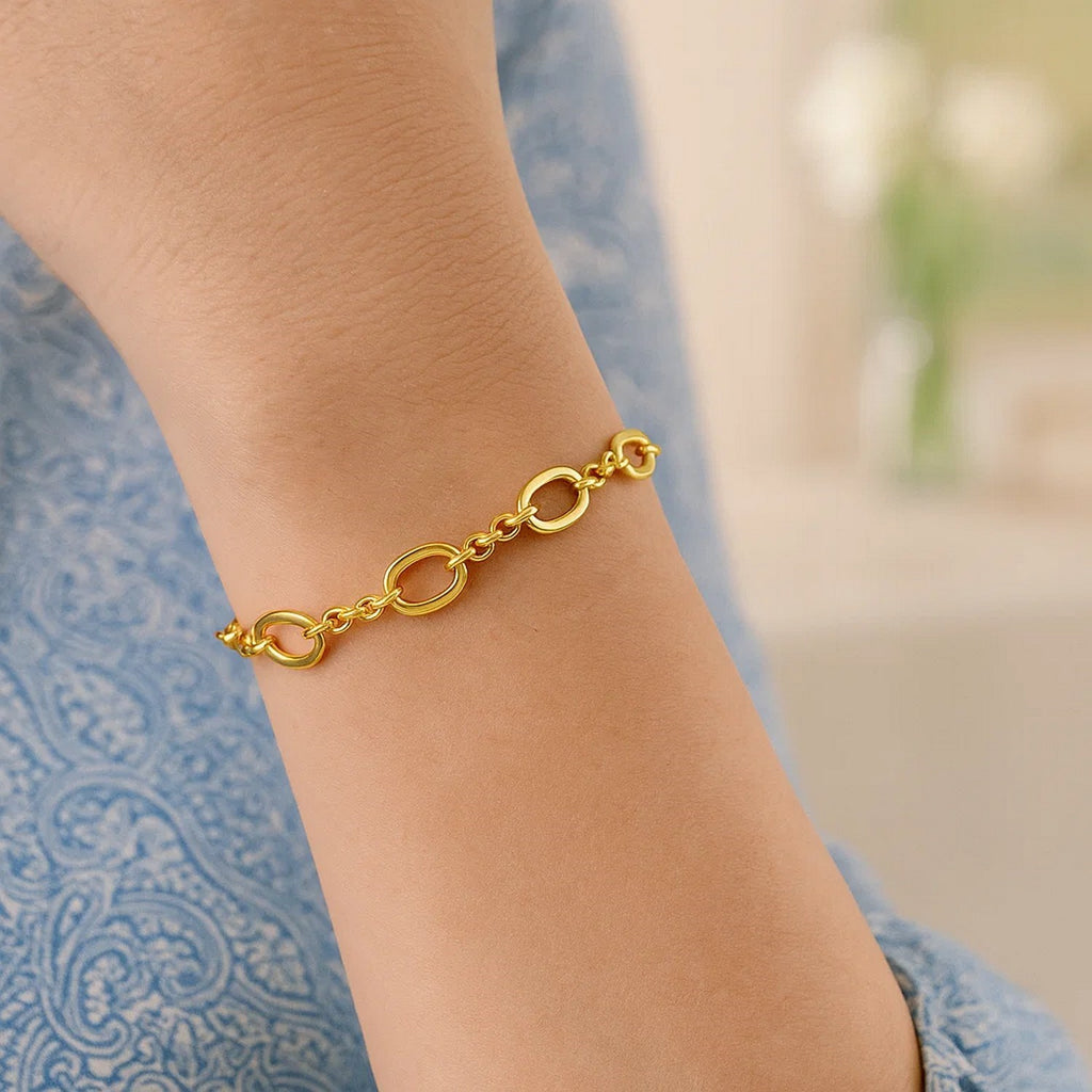 Five and One Oval Link Chain in 14KT Yellow Gold