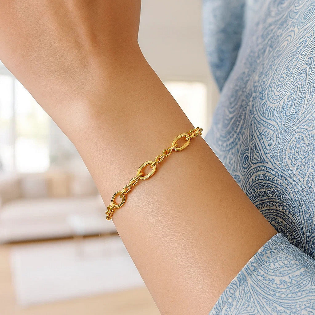 Five and One Oval Link Chain in 14KT Yellow Gold