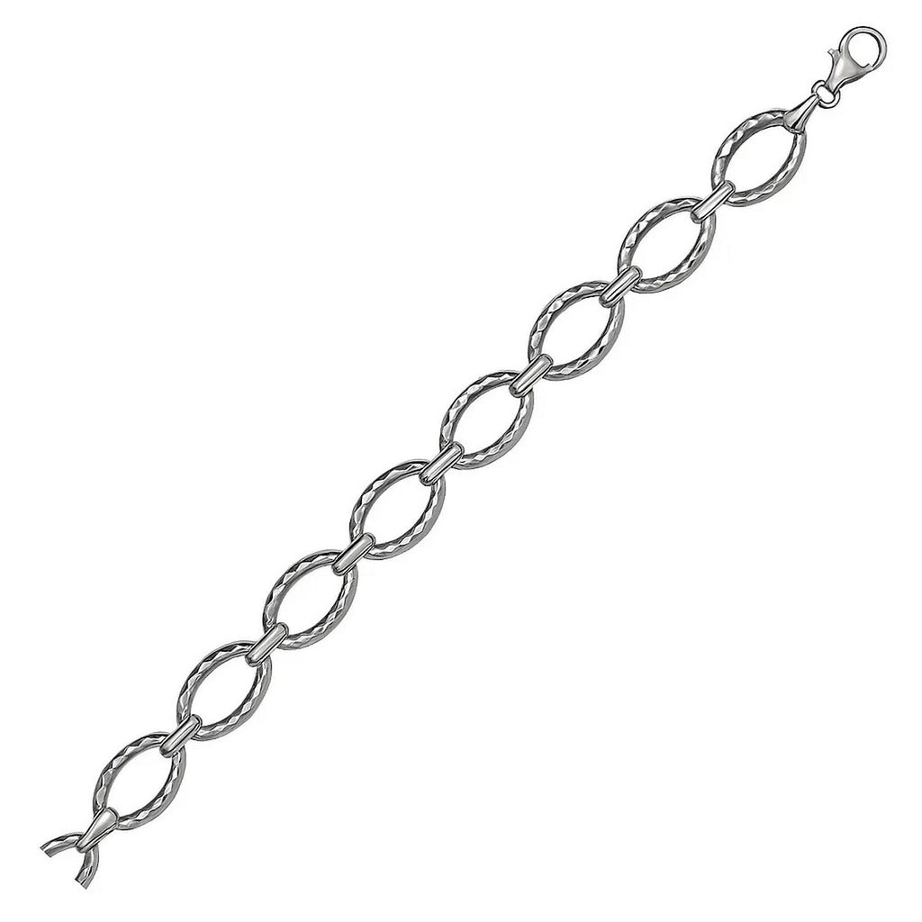 Textured Oval Link in 14KT White Gold
