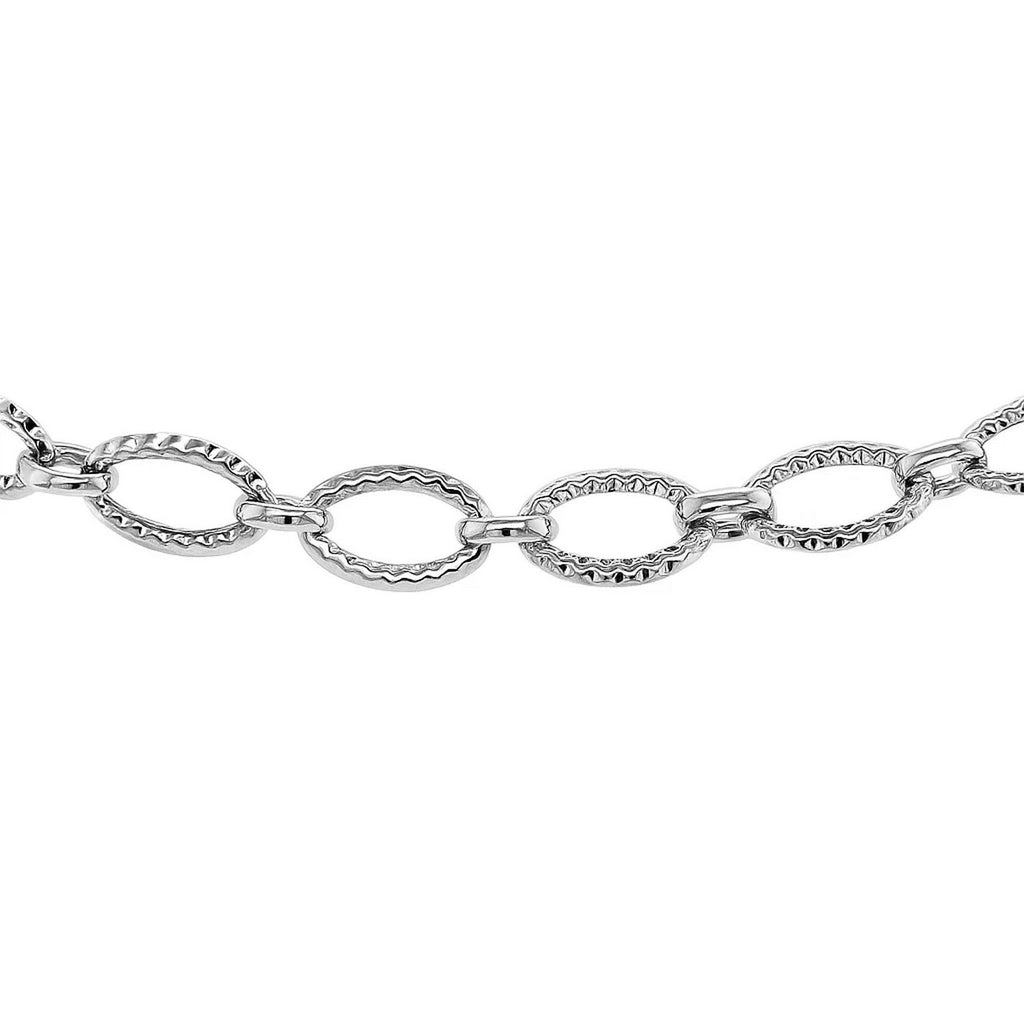 Textured Oval Link in 14KT White Gold