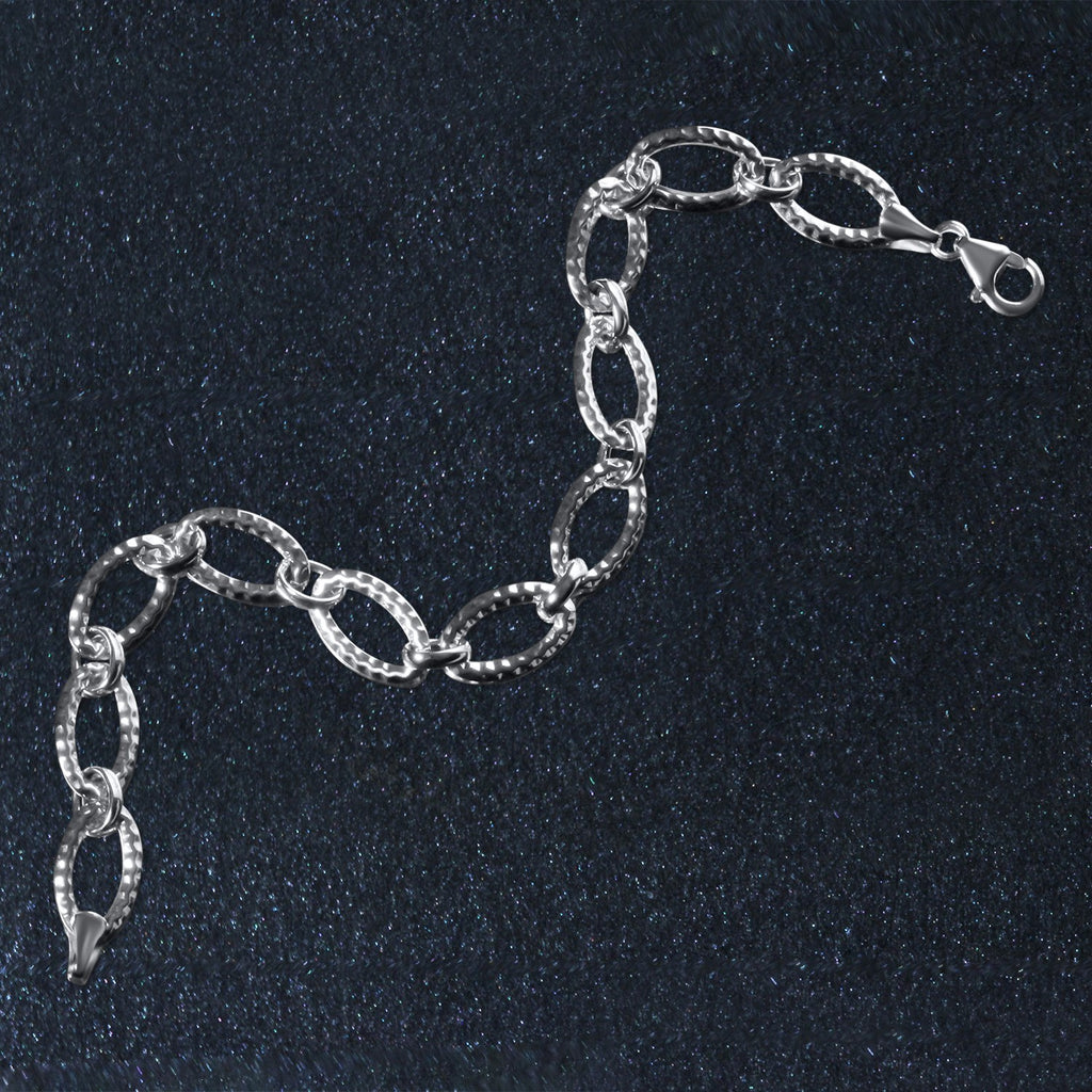 Textured Oval Link in 14KT White Gold