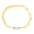 Paperclip Chain with Diamond Link in 14KT Yellow Gold