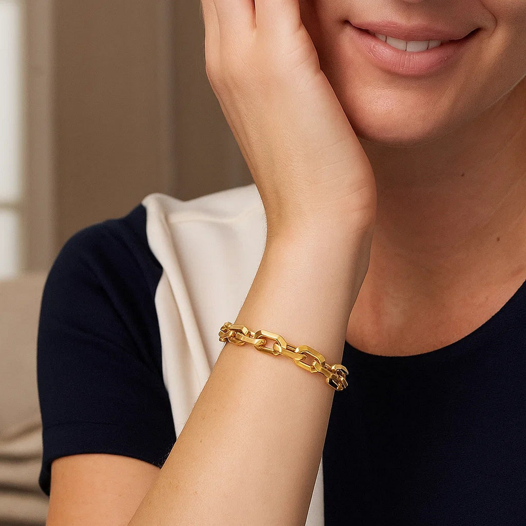 Faceted Octagonal Link Chain in 14KT Yellow Gold