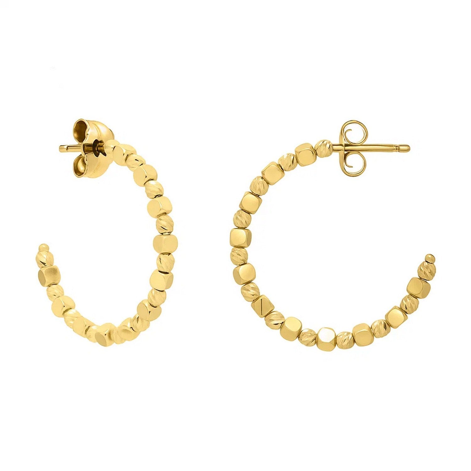 Pebble C Hoop in 14K Yellow Gold