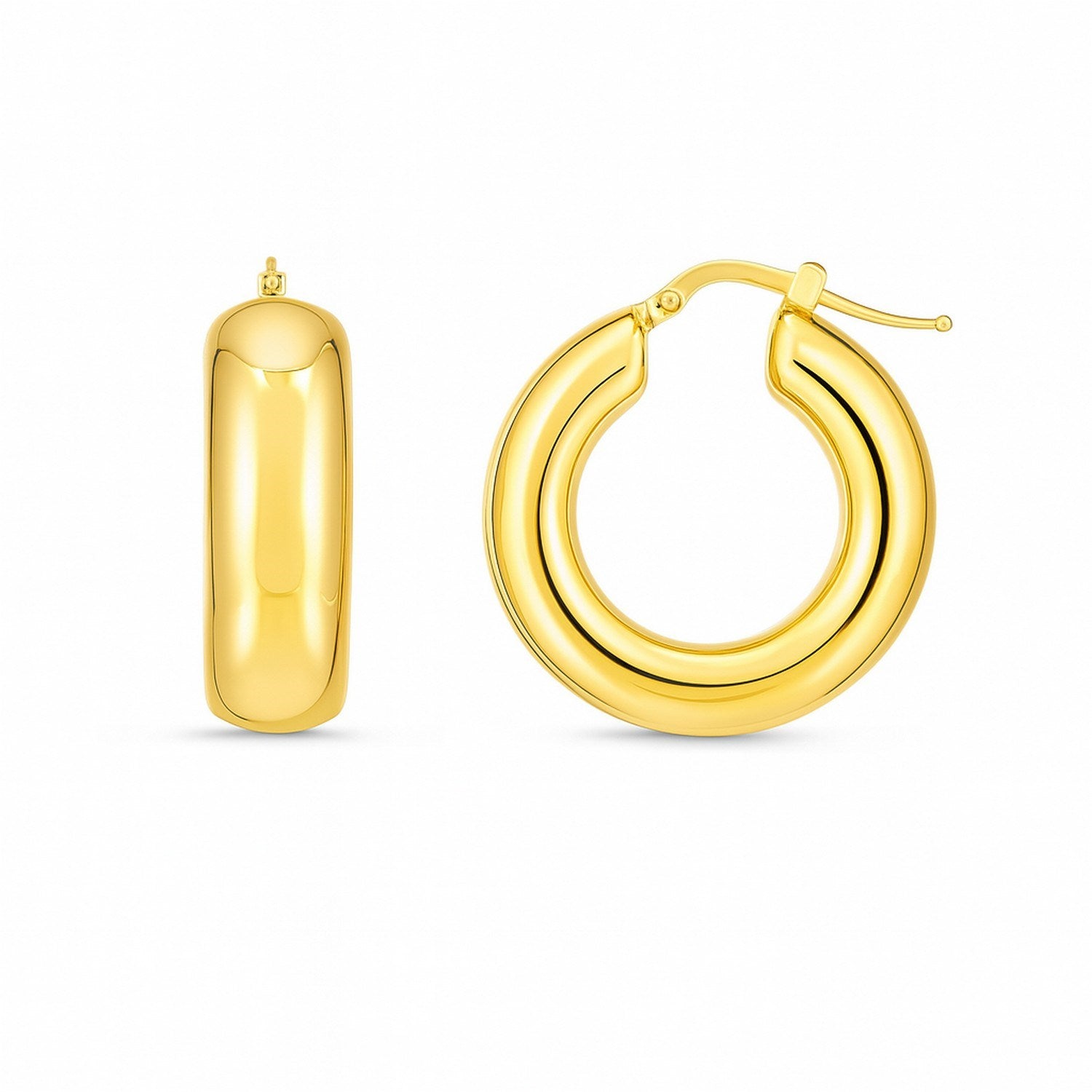 Medium Puffy Hoops in 14K Yellow Gold